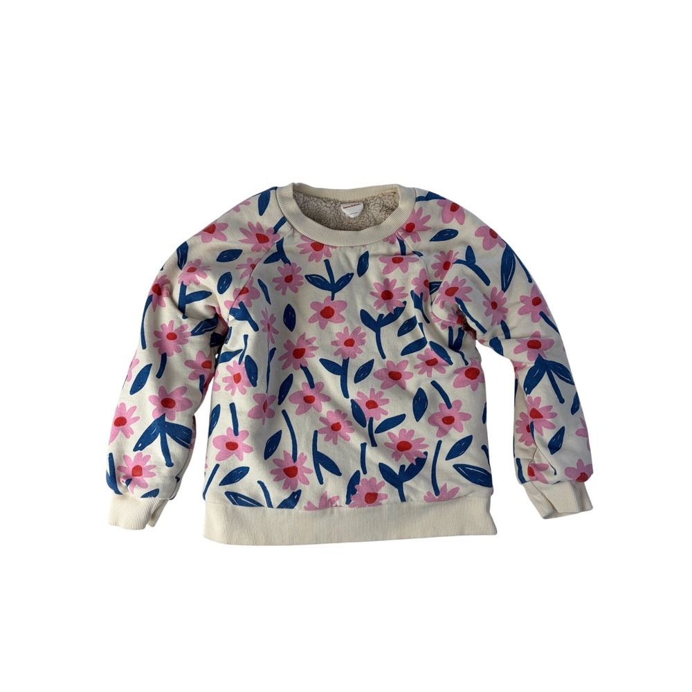 Hanna Andersson Sweatshirt Girls 6-7 Floral Sherpa Lined Pullover Heavyweight